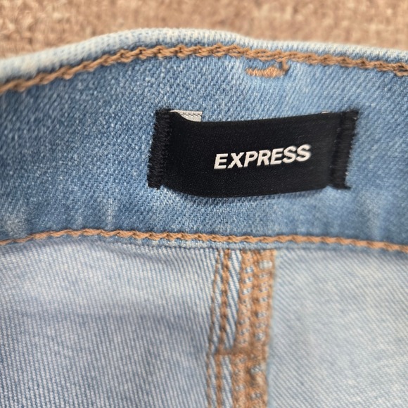 Express Skinny Mid Rise Hyper Stretch Light Wash Blue Denim Jeans Womens Size 6L - Picture 4 of 7